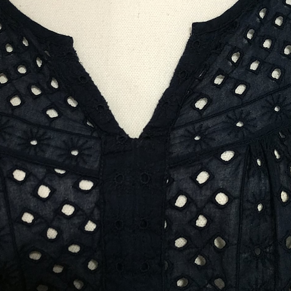 Lucky Brand Navy Blue 3/4 Sleeve Blouse - Picture 2 of 8